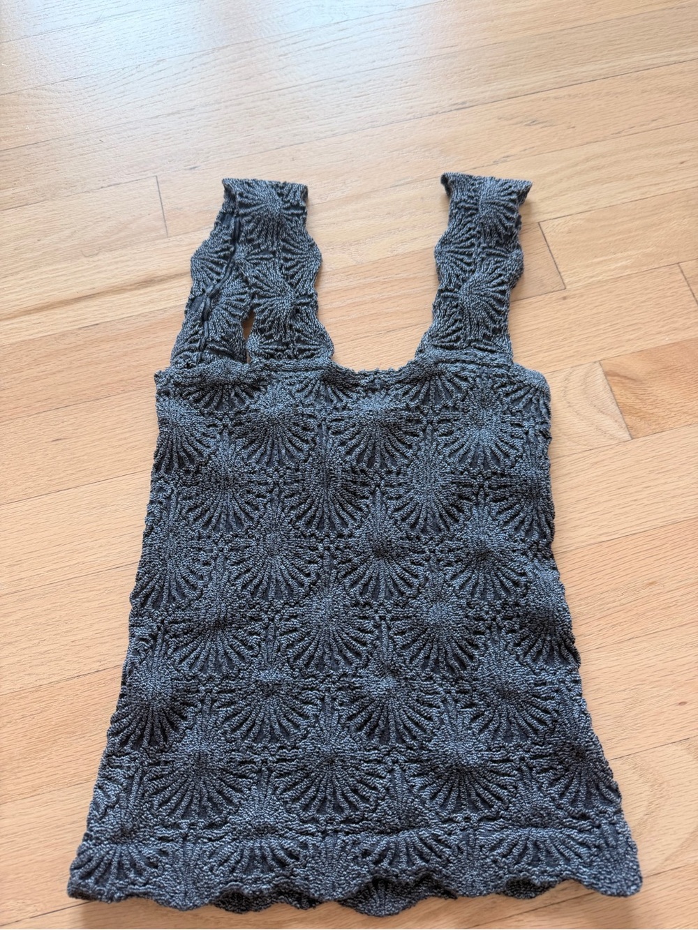 Free People Charcoal Gray Crochet Tank Top - Picture 3 of 3